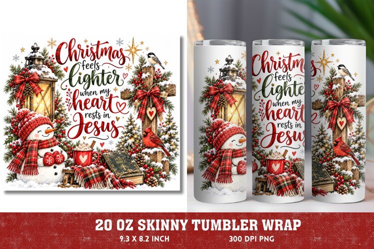 Christmas Feels Lighter Jesus PNG, Christian Snowman Christm example image 1