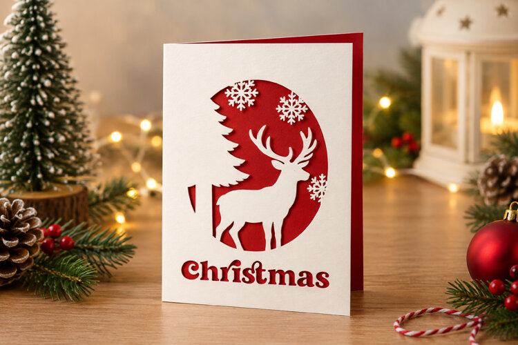 Christmas Greeting Card Paper Cut SVG example image 1