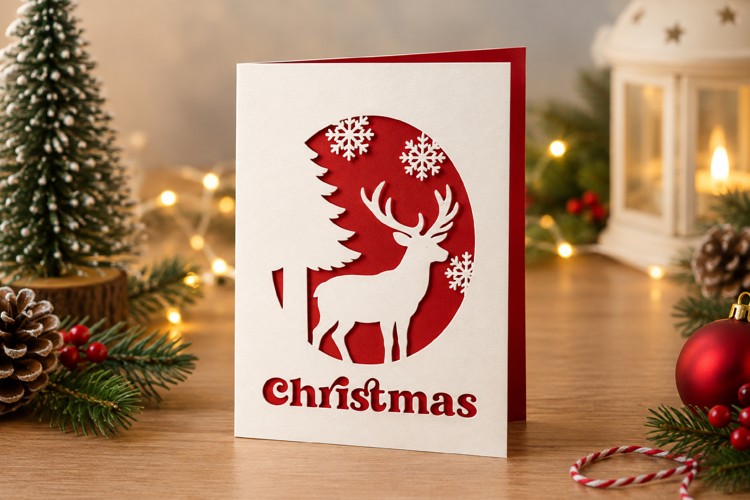 Christmas Greeting Card Paper Cut SVG
