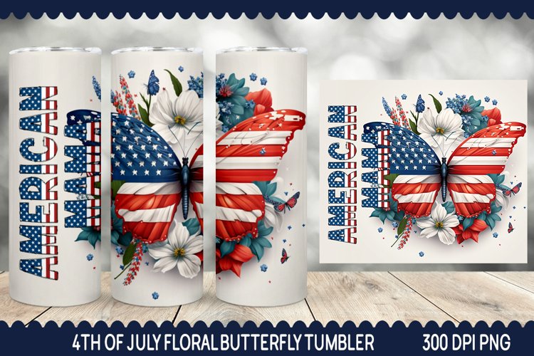 American Mama Floral Butterfly Tumbler - Butterfly Tumbler