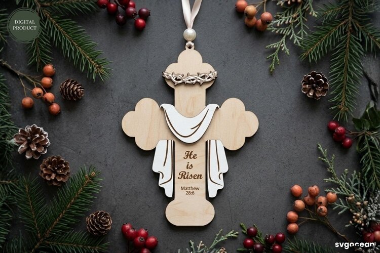 Christian Cross Ornament Laser Cut | Glowforge | SVG example image 1