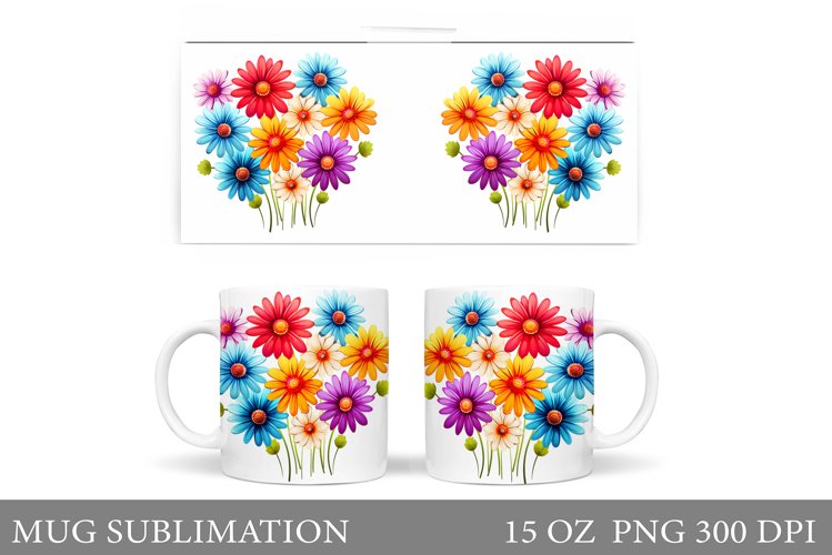 Flowers Mug Wrap Design. Flowers Mug Sublimation
