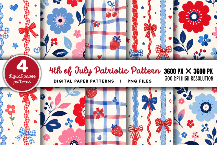 4th Of July Patriotic Pattern PNG