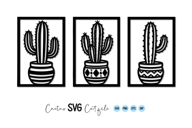 Cactus Pot Frame SVG PNG