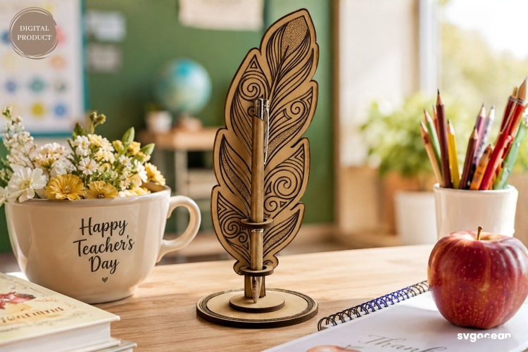Feather Pen Stand Laser Cut | Glowforge | SVG
