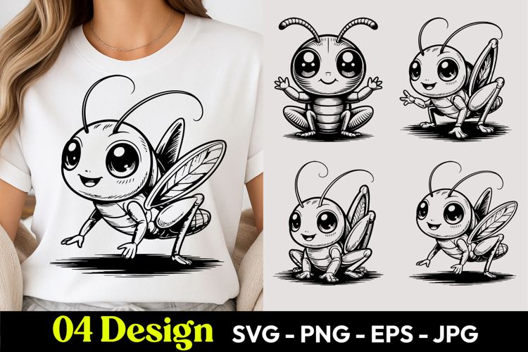 Kawaii Grasshopper SVG PNG