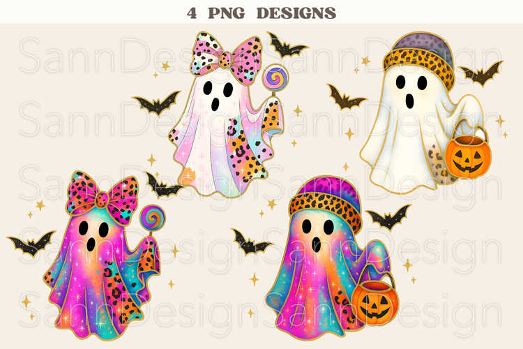 Kids Halloween PNG, Pastel Halloween Ghost Bundle