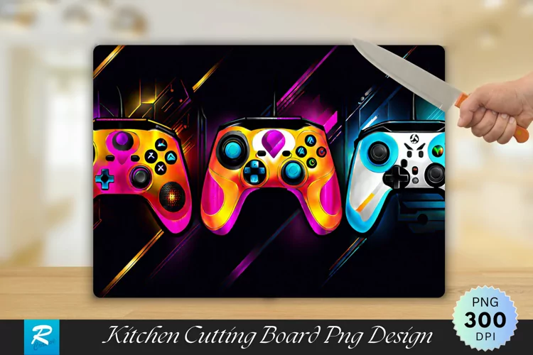 Gaming Console Background Cutting Board Sublimation Design