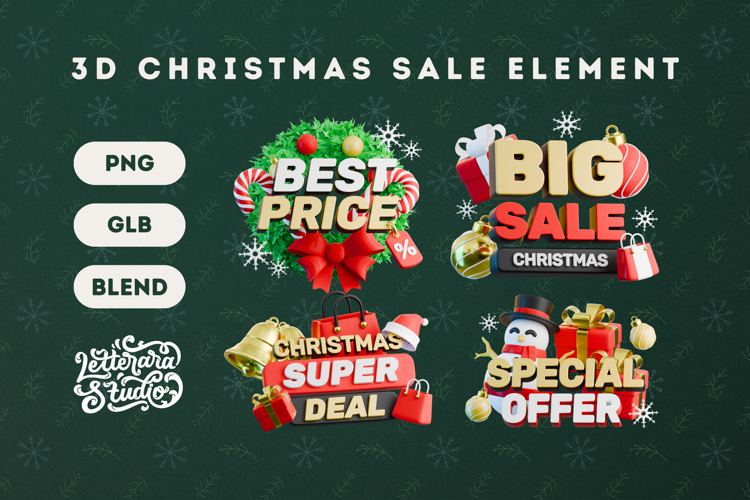 3D Christmas Sale Element 02