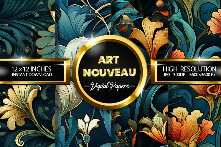 Art Nouveau Digital Papers - 04 Variations