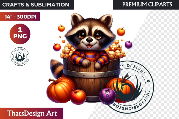 Autumn Cute animal in a bucket clipart Pumpkin thanksgiving