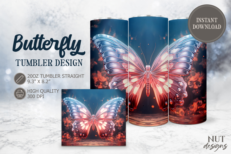 Glowing Butterfly Tumbler wrap luminous fantasy butterfly