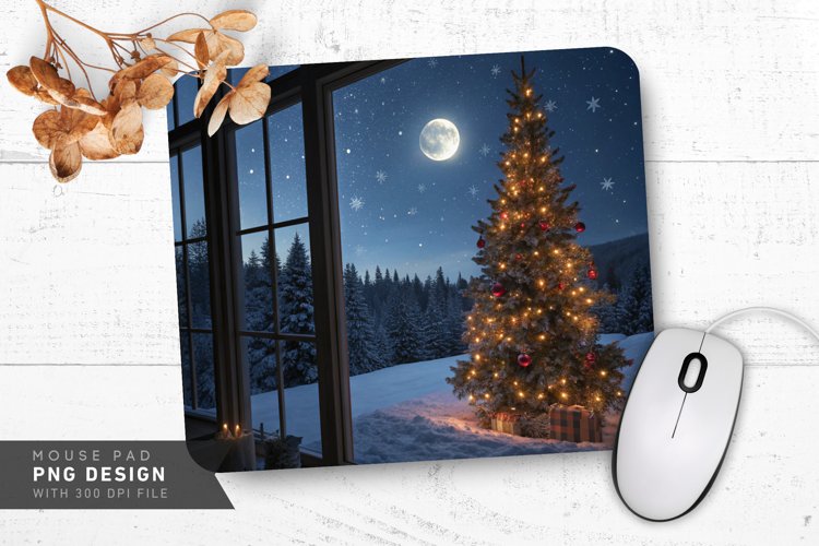Winter Wonderland Through the Window Mouse Pad PNG Design