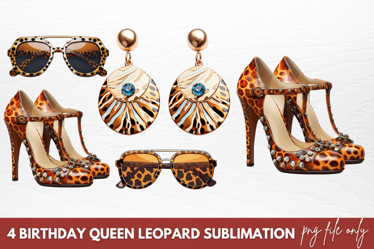Birthday Queen Leopard Sublimation Clipart