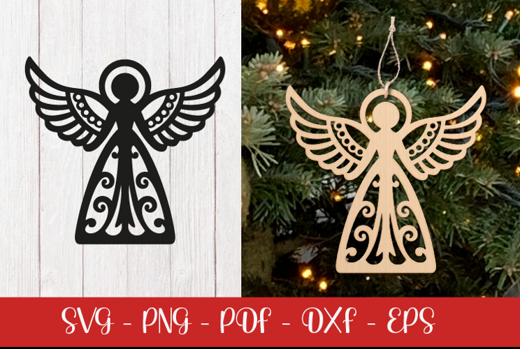 Christmas Angel laser SVG PNG| Christmas ornament example image 1