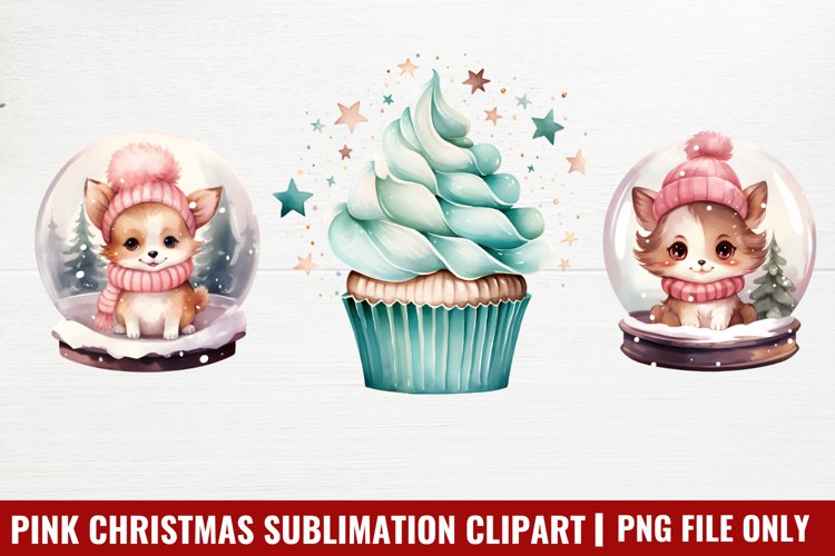 Pink Christmas Sublimation Clipart