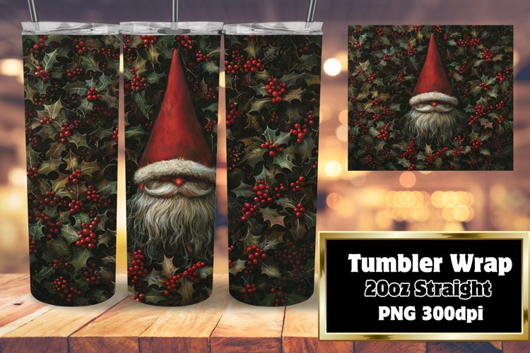 Garden Gnome Sublimation,Tumbler Wrap 20oz example image 1