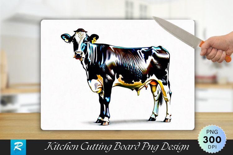 Holstein Friesian Cow Cutting Board Sublimation Design example image 1