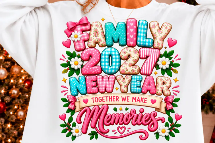 Family 2027 New Year T-Shirt Design Happy Memories Png