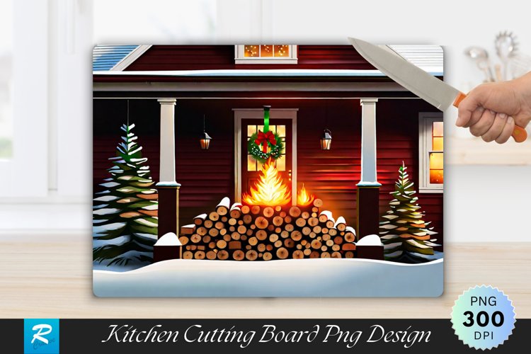 A pile of firewood stacked under a farmhouse Cutting Board example image 1