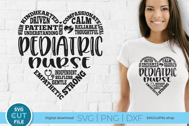 PEDS Nurse svg with heart - a pediatric nurse svg for crafts