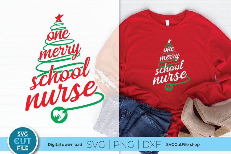 Christmas School Nurse svg, a Nurse Christmas svg for crafts example image 1