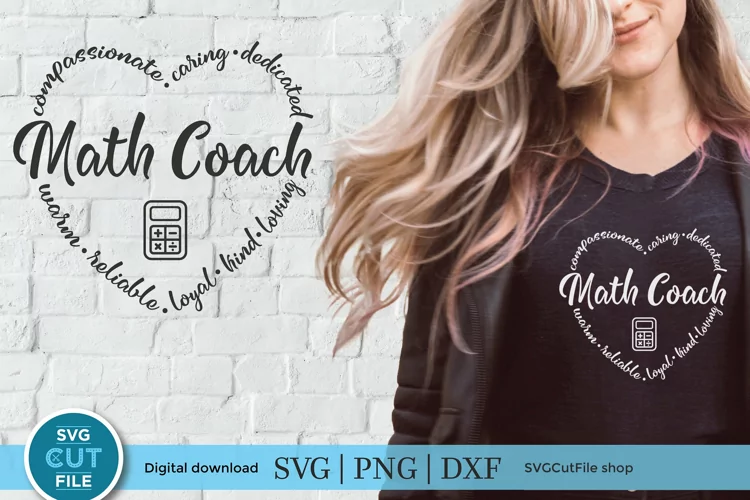 Math Coach svg, a math tutor svg heart for cutting machines