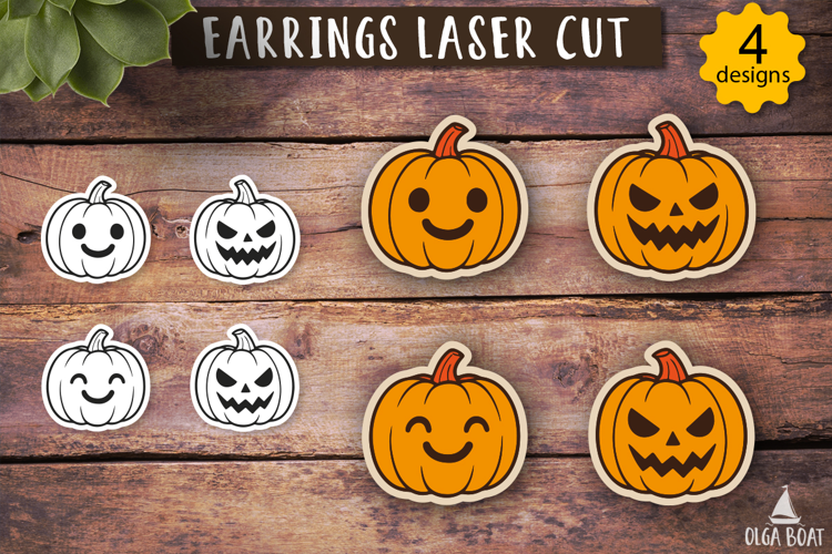 Halloween Pumpkin earrings svg Laser cut