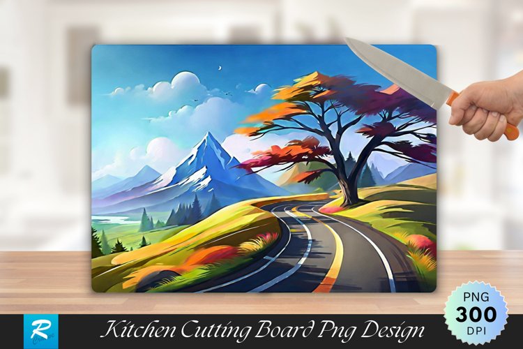 Mountain Road Landscape Cutting Board Sublimation Design