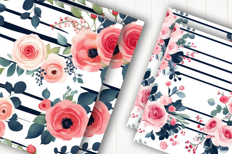 Blush Rose Stripe Digital Paper
