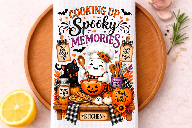 Halloween Kitchen Towel PNG, Funny Halloween PNG, example image 1