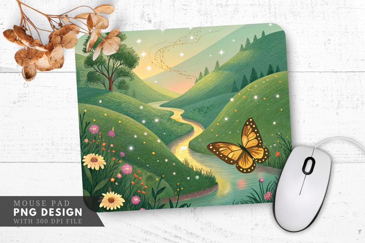 Fairytale Butterfly Glow Mouse Pad PNG Design