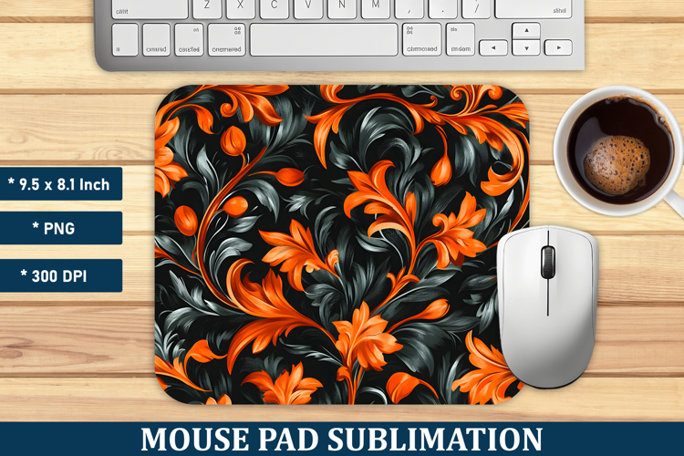 Orange Floral Mouse Pad | Mouse Pad Sublimation