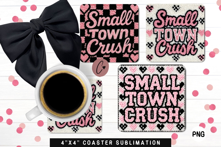 Small Town Crush Coasters PNG Faux Latch Hook