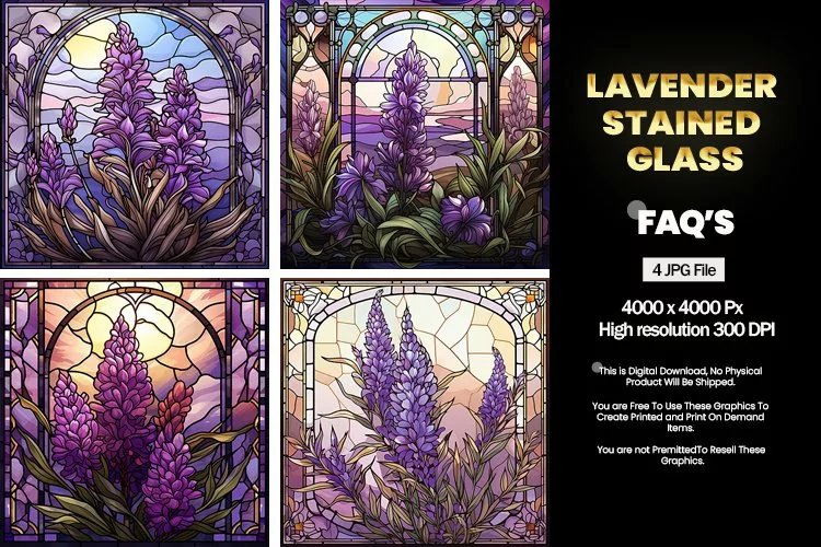 Stained Glass Lavender Square Coaster - 04 Variations