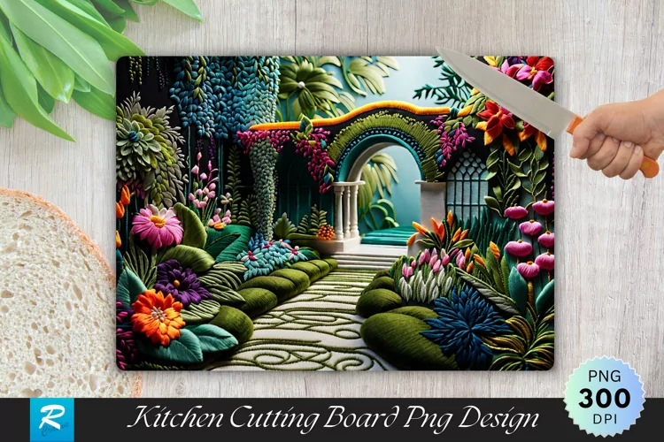 Enchanted Garden Cutting Board Sublimation Design