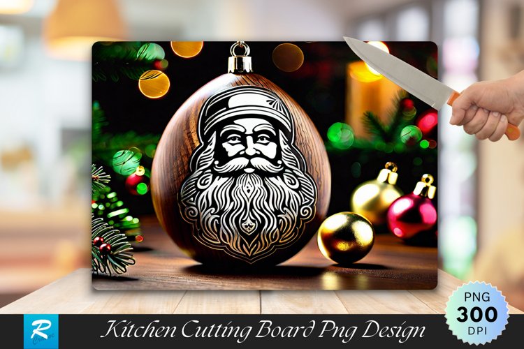 Vintage Santa Claus Walnut Cutting Board PNG Design