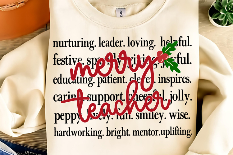 Christmas Teacher SVG PNG, Merry Teacher SVG PNG, Christmas