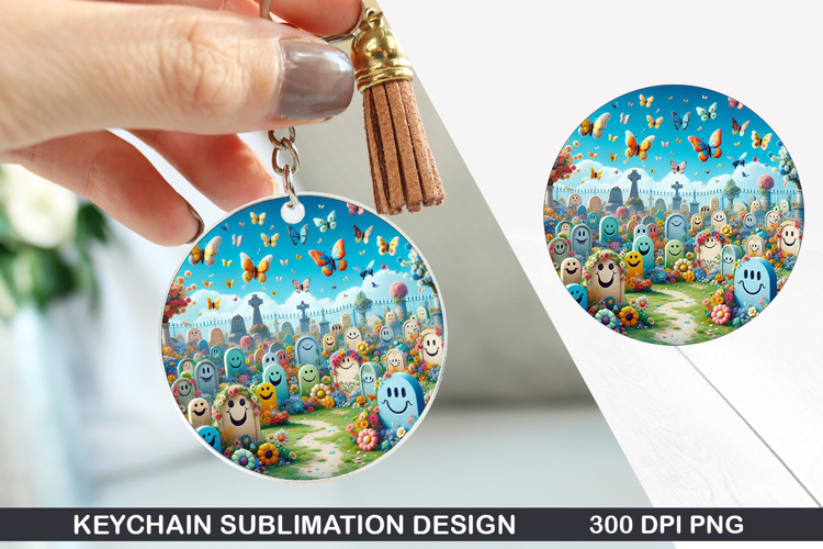Ghost Keychain Sublimation - Halloween Keychain PNG
