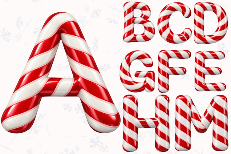 Candy Cane Christmas Alphabet PNG
