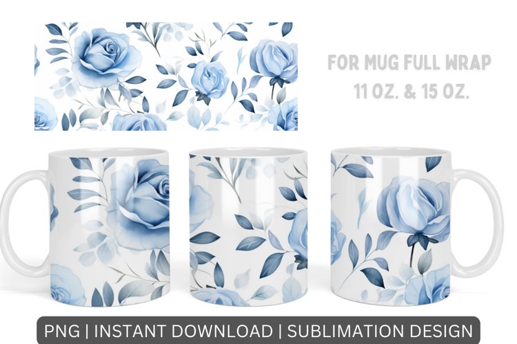 Flowers Mug Sublimation, Floral Design Mug Wrap Template