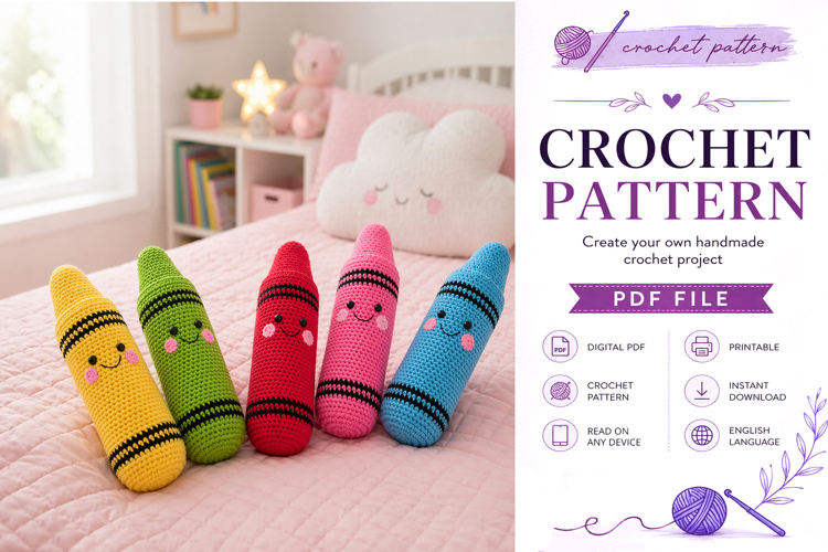 Cute Crayon Amigurumi Crochet Pattern PDF