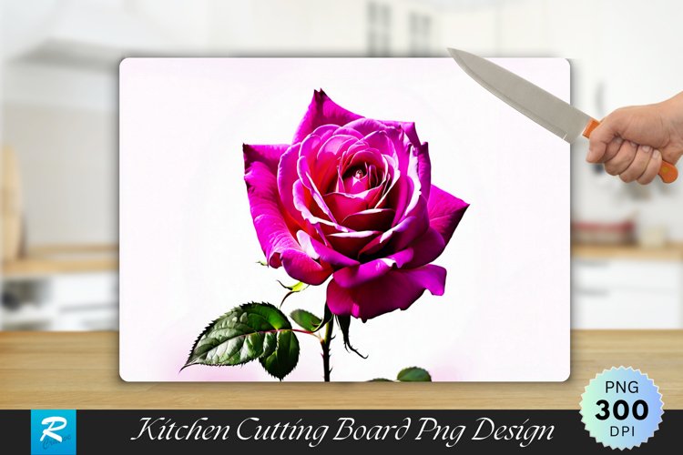 Magenta Rose Cutting Board Sublimation Design example image 1