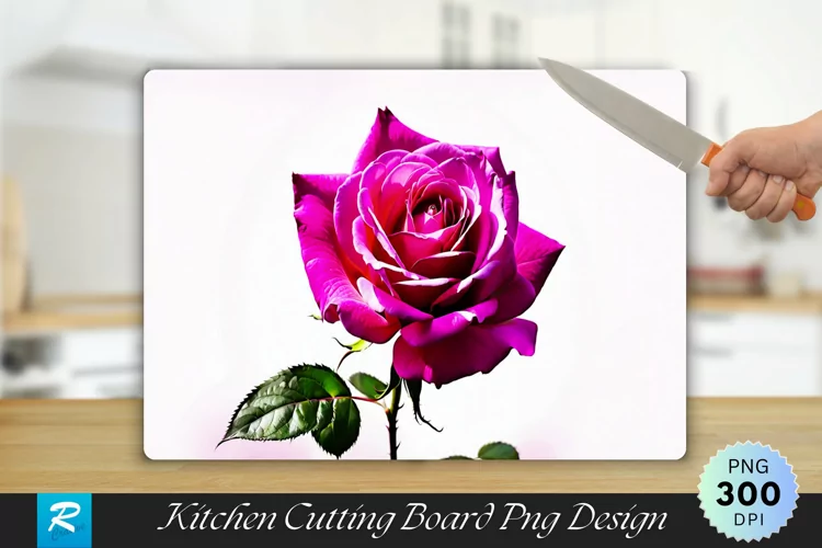 Magenta Rose Cutting Board Sublimation Design