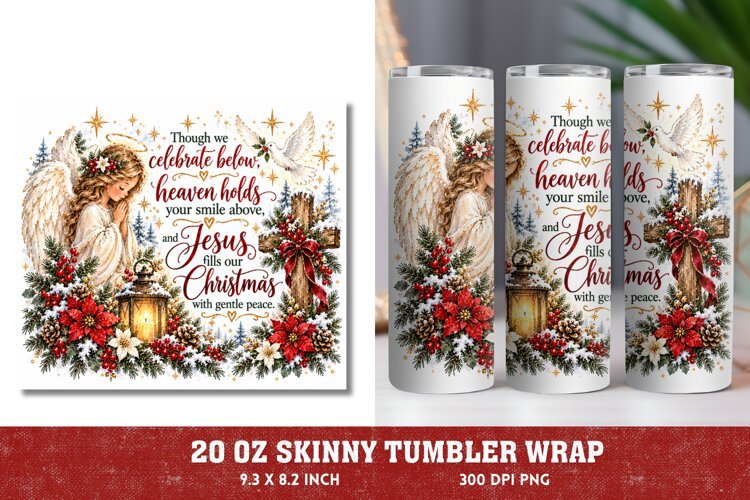 Christian Christmas Angel Tumbler Wrap, 20oz Memorial Christ example image 1