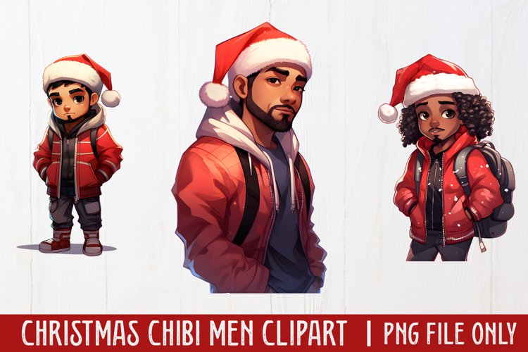 Christmas Chibi Men Clipart Sublimation