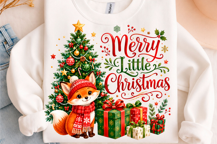Cute Fox Christmas Holiday T-Shirt Design