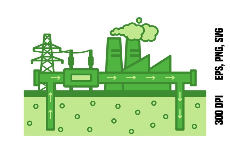 Green Geothermal Energy Plant Icon example image 1