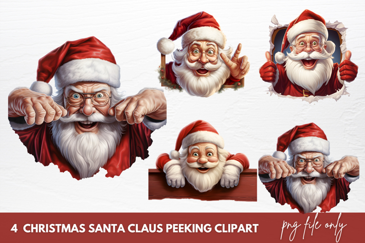 Christmas Santa Claus Peeking Clipart