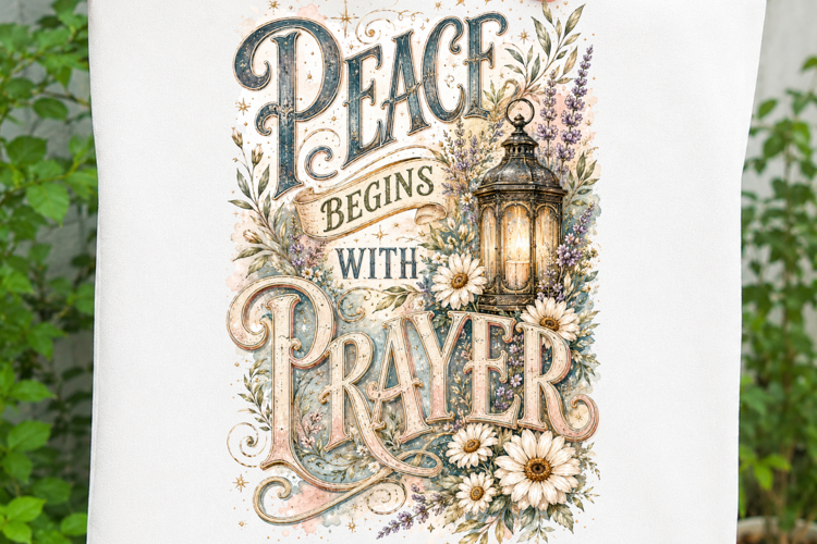 Peace Begins With Prayer Christian Floral Sublimation SVG